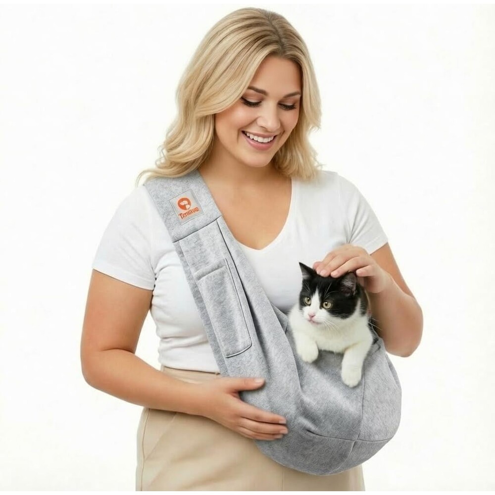 TOMKAS Small Dog/Cat Sling Carrier, Gray, Medium